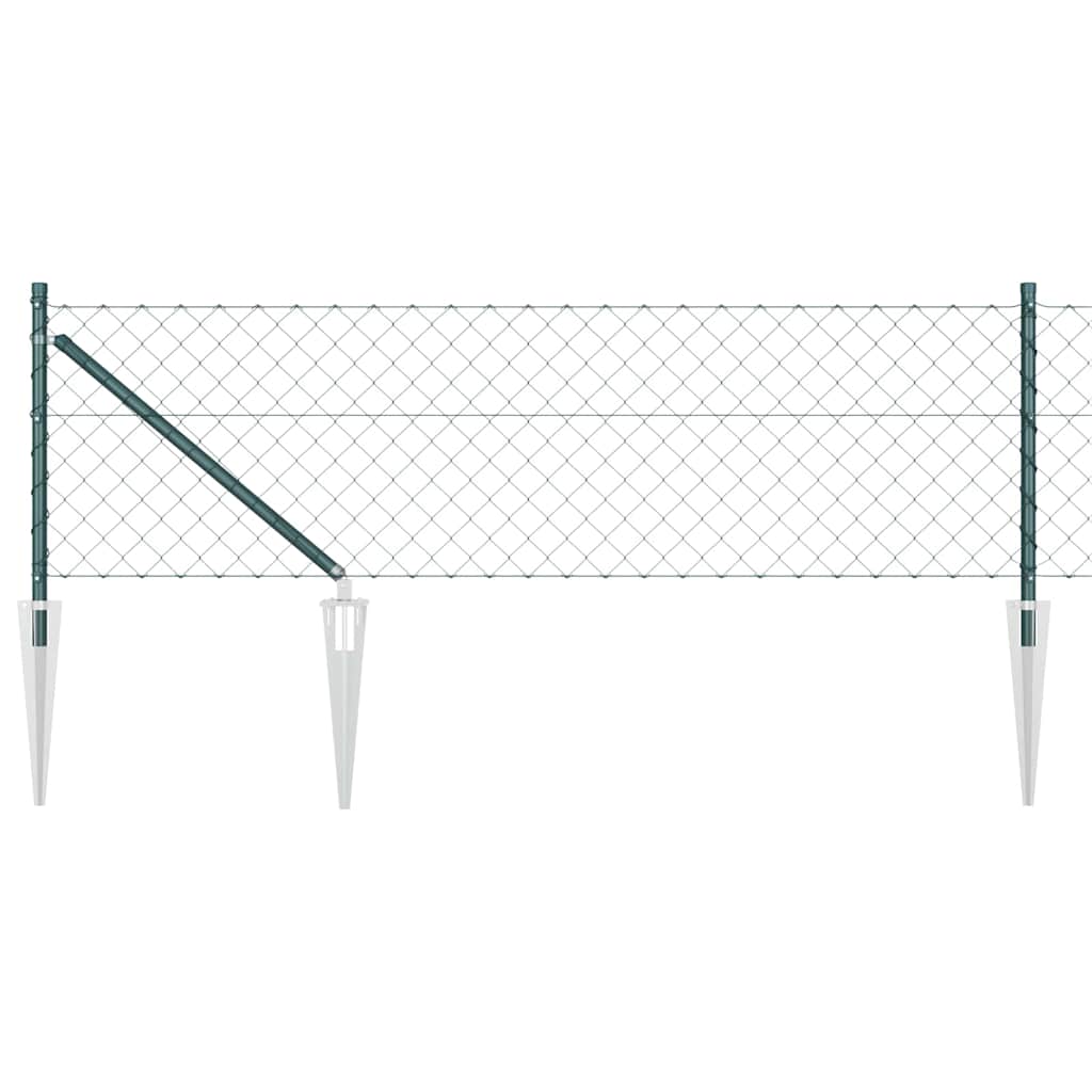 vidaXL Chainlink Fence with Spikes 10 x 0.6 m PVC-Coated Steel Green 2