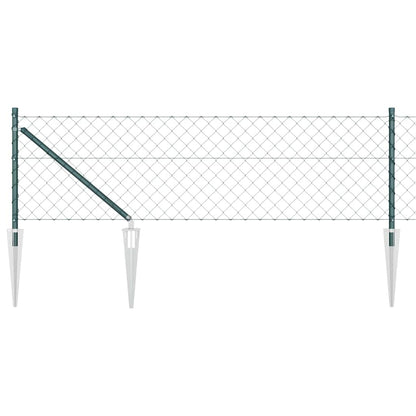 vidaXL Chainlink Fence with Spikes 10 x 0.6 m PVC-Coated Steel Green 2