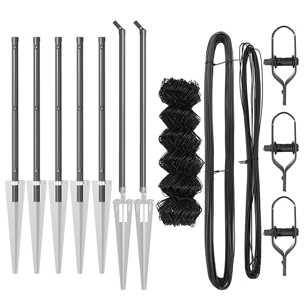 vidaXL Chainlink Fence with Spikes 10 x 0.4 m PVC-Coated Steel Grey 5