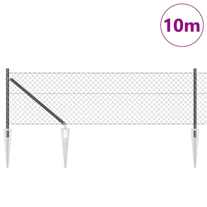 vidaXL Chainlink Fence with Spikes 10 x 0.4 m PVC-Coated Steel Grey 3