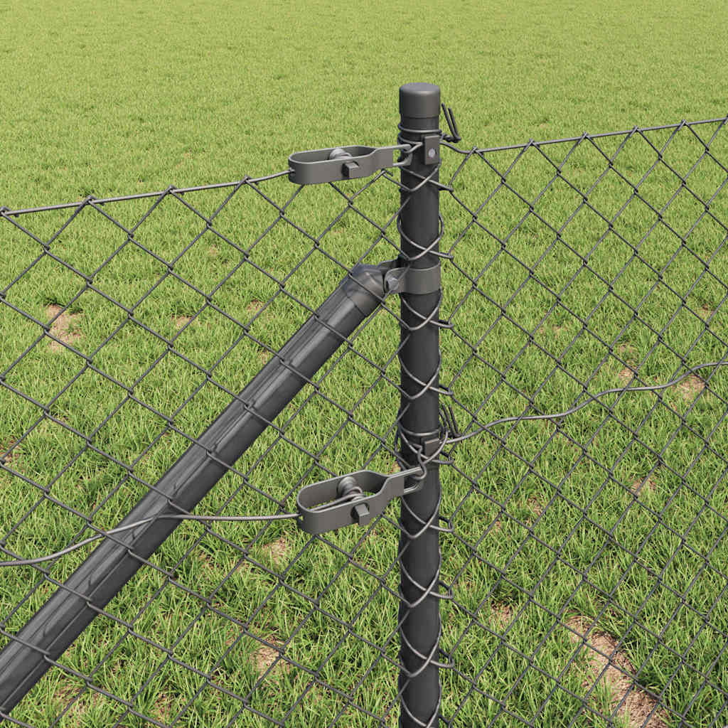 vidaXL Chainlink Fence with Spikes 10 x 0.6 m PVC-Coated Steel Grey 4