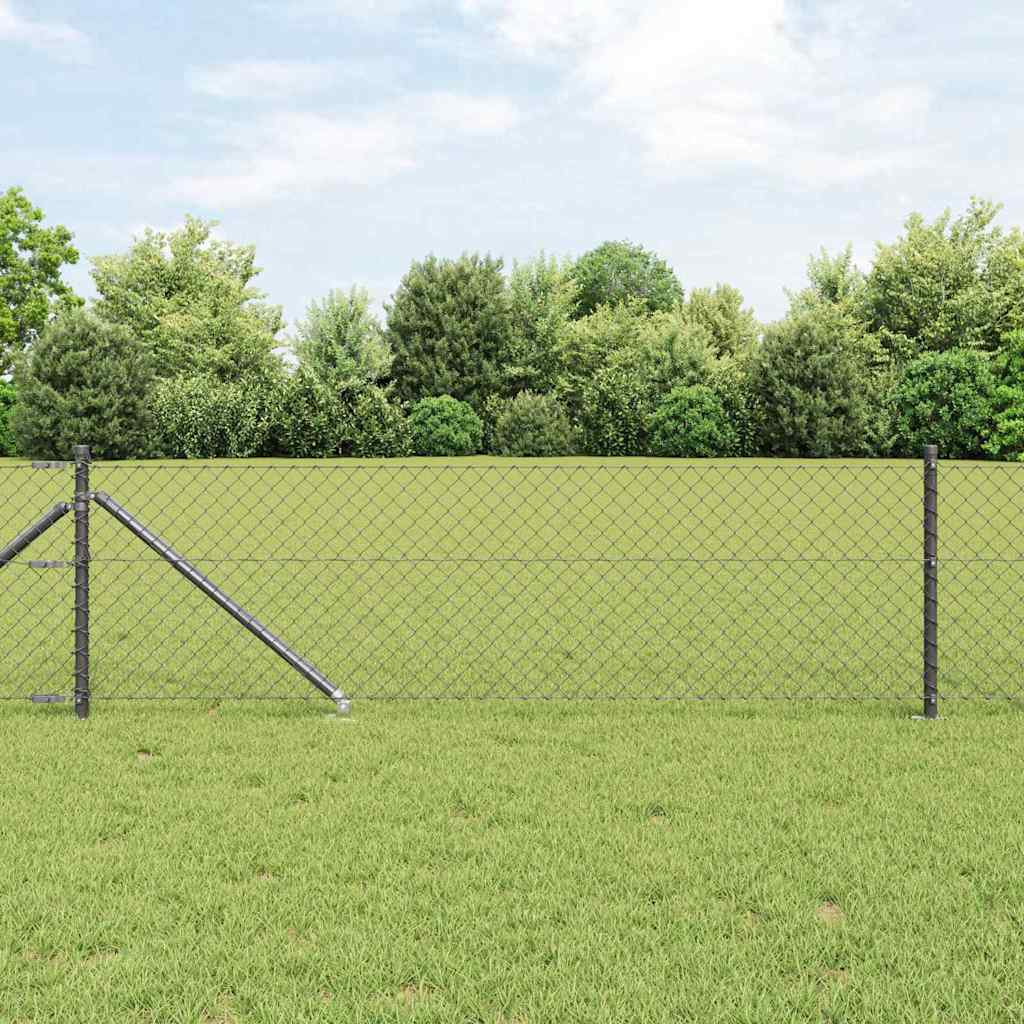 vidaXL Chainlink Fence with Spikes 10 x 0.6 m PVC-Coated Steel Grey 1