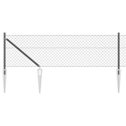 vidaXL Chainlink Fence with Spikes 10 x 0.6 m PVC-Coated Steel Grey 2