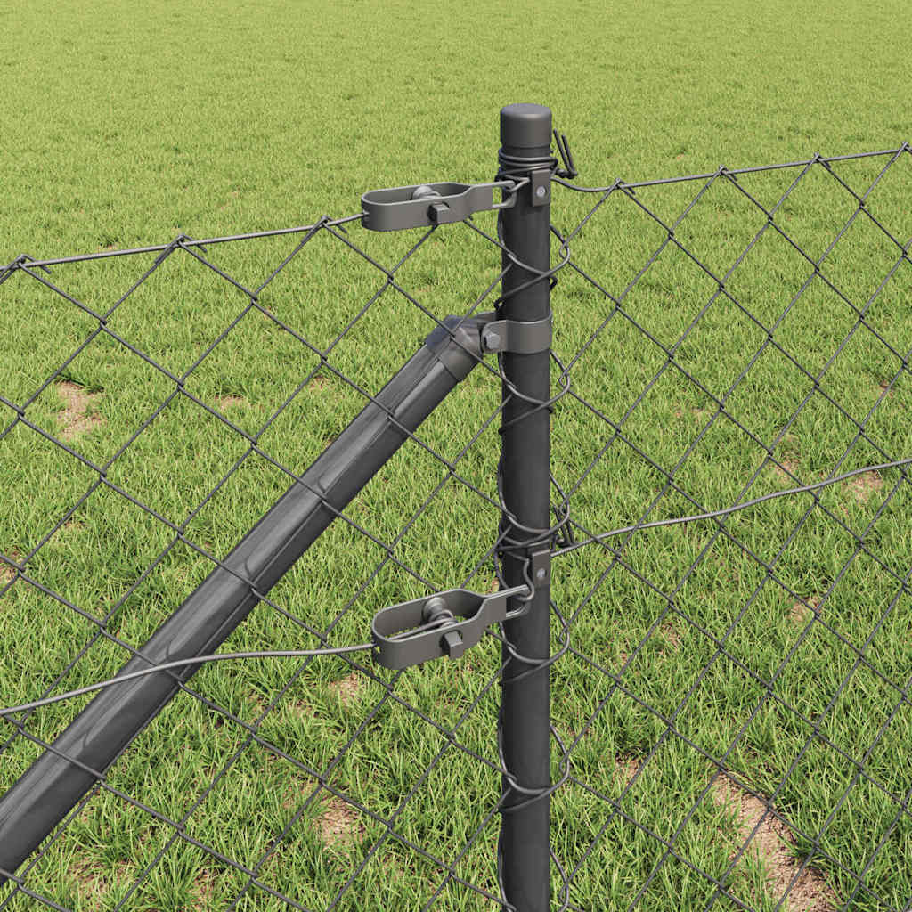 vidaXL Chainlink Fence with Spikes 10 x 0.4 m PVC-Coated Steel Grey 4