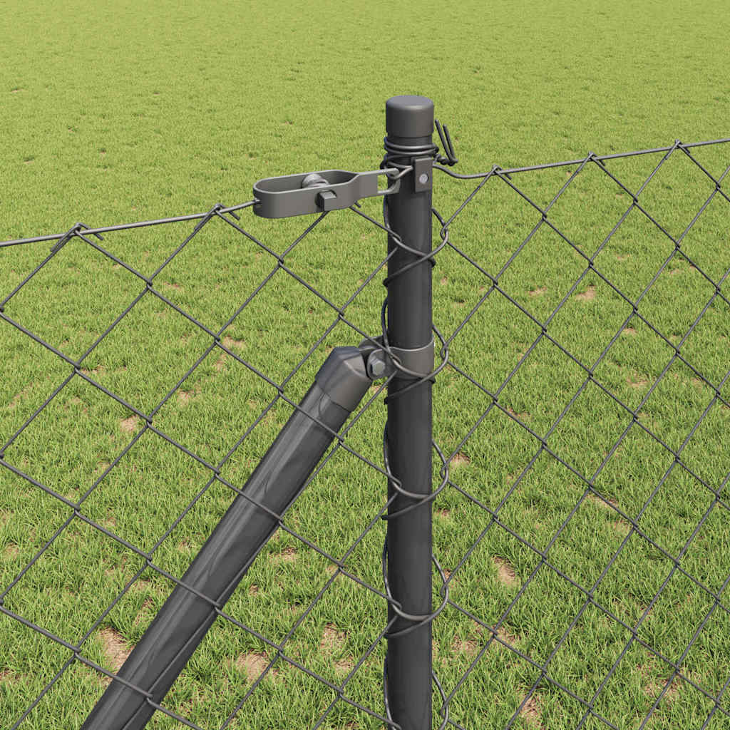 Chainlink Fence with Spikes 25 x 0.4 m PVC-Coated Steel mesh Size 60 x 60 mm mesh Spike Anchor Fix Grey 1.4 m