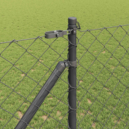 Chainlink Fence with Spikes 25 x 0.4 m PVC-Coated Steel mesh Size 60 x 60 mm mesh Spike Anchor Fix Grey 1.4 m