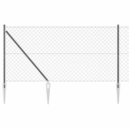 Chainlink Fence with Spikes 25 x 0.4 m PVC-Coated Steel mesh Size 60 x 60 mm mesh Spike Anchor Fix Grey 1.4 m