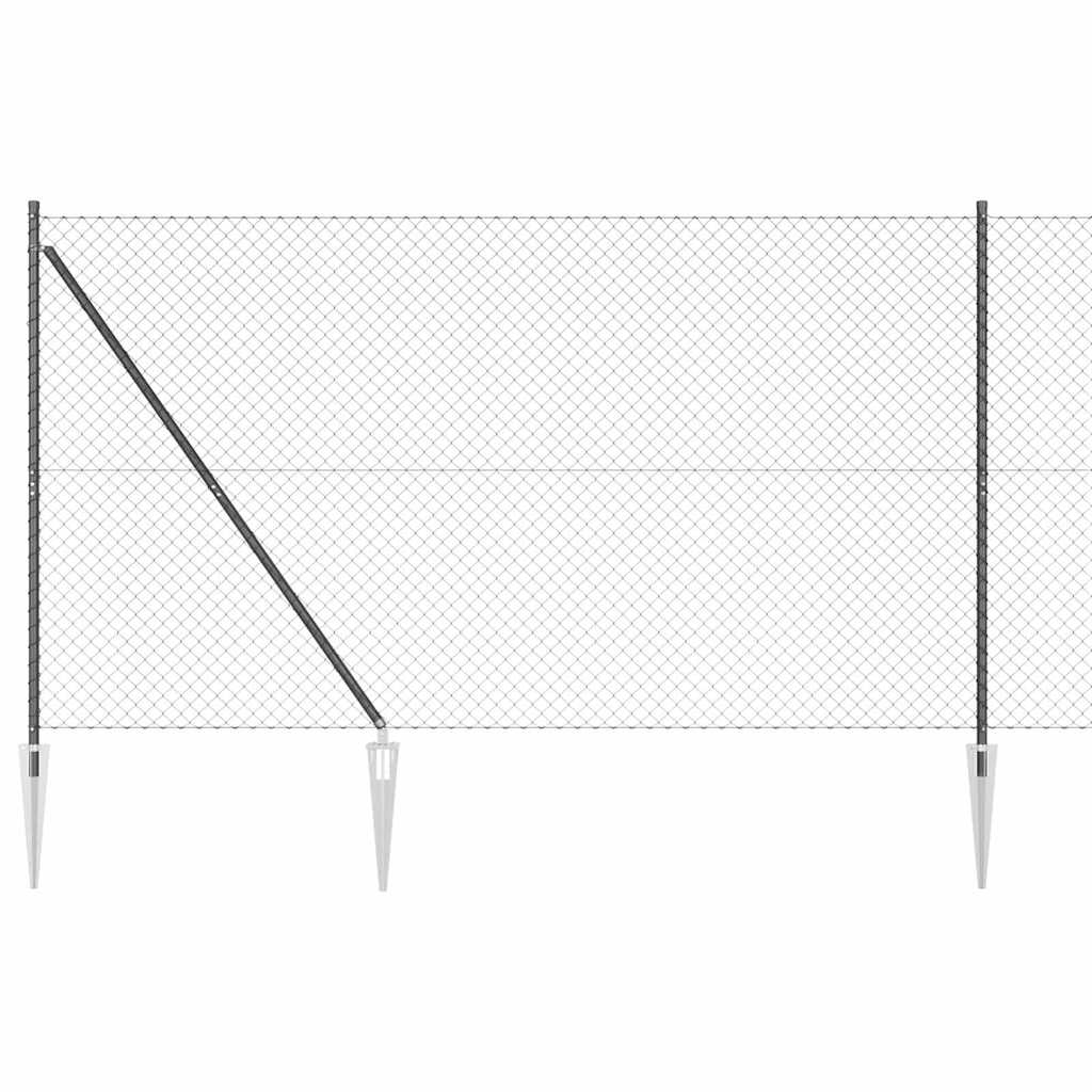 Chainlink Fence with Spikes 25 x 0.4 m PVC-Coated Steel mesh Size 60 x 60 mm mesh Spike Anchor Fix Grey 1.6 m