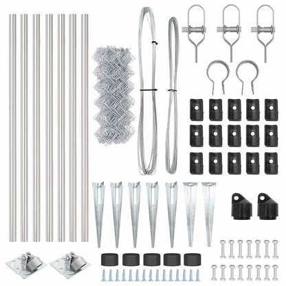 vidaXL Chainlink Fence with Spikes 10 x 0.6 m Galvanised Steel Silver 4