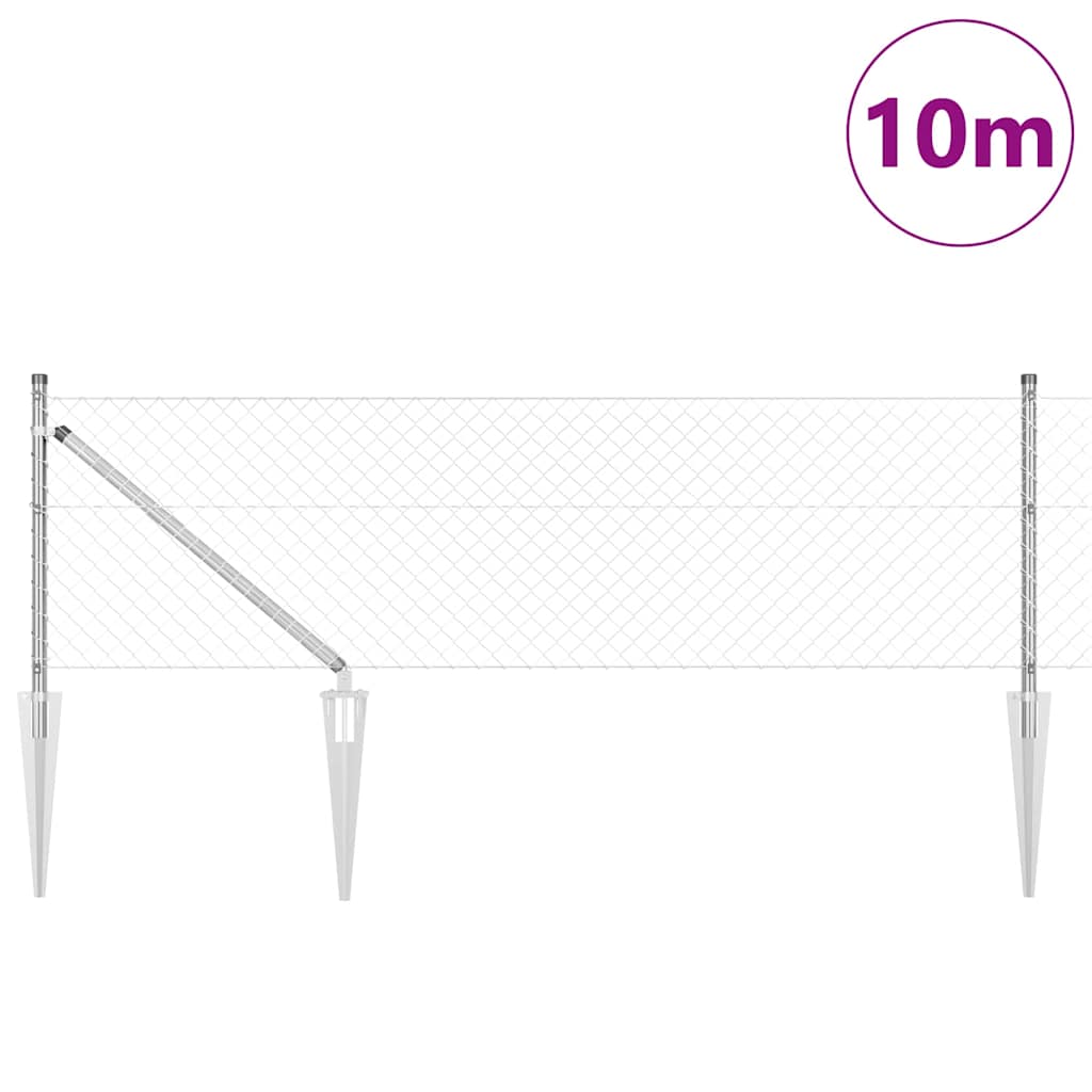 vidaXL Chainlink Fence with Spikes 10 x 0.6 m Galvanised Steel Silver 2