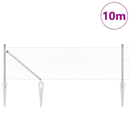 vidaXL Chainlink Fence with Spikes 10 x 0.6 m Galvanised Steel Silver 2