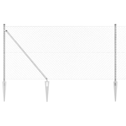 vidaXL Chainlink Fence with Spikes 10 x 1 m Silver mesh Size 40 x 40 mm mesh Spike Anchor Fix Galvanised Steel