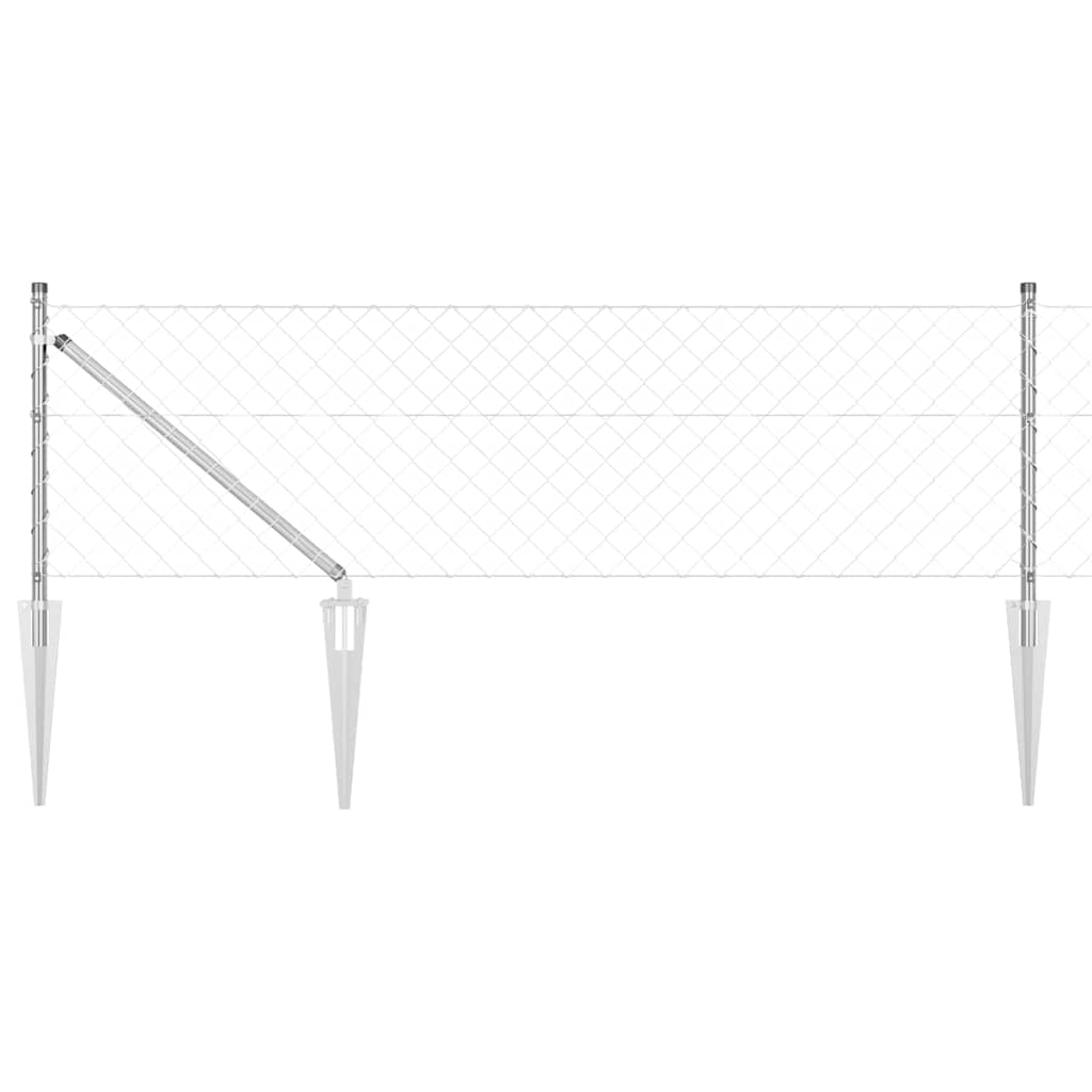 vidaXL Chainlink Fence with Spikes 10 x 0.4 m Galvanised Steel Silver 1