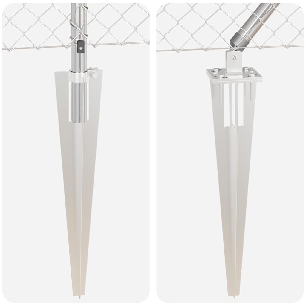 vidaXL Chainlink Fence with Spikes 10 x 0.6 m Galvanised Steel Silver 6