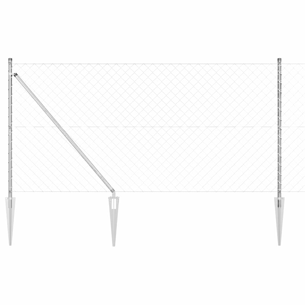 Chainlink Fence with Spikes 25 x 0.4 m PVC-Coated Steel mesh Size 60 x 60 mm mesh Spike Anchor Fix Galvanised steel 1.2 m