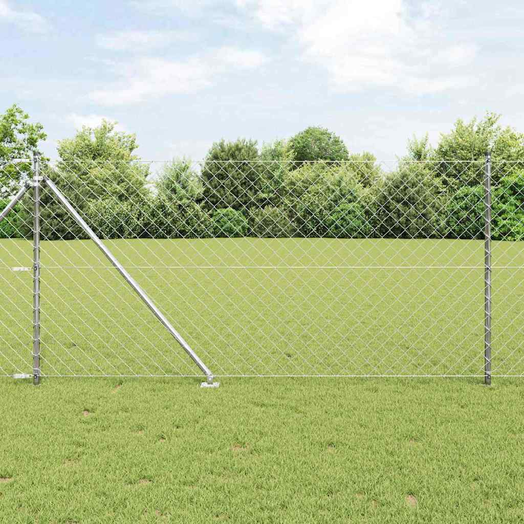 Chainlink Fence with Spikes 25 x 0.4 m PVC-Coated Steel mesh Size 60 x 60 mm mesh Spike Anchor Fix Galvanised steel 1 m