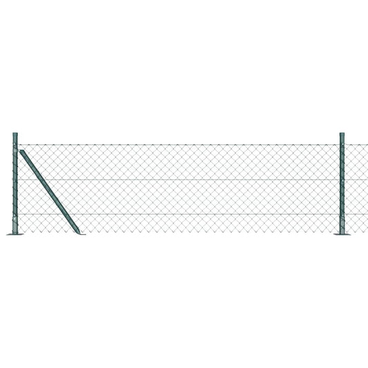 Chainlink Fence with Concrete Base 10 x 1 m PVC-Coated Steel Mesh size 40 x 40 mm mesh Concrete base fix Length 10 m Green 0.6 m