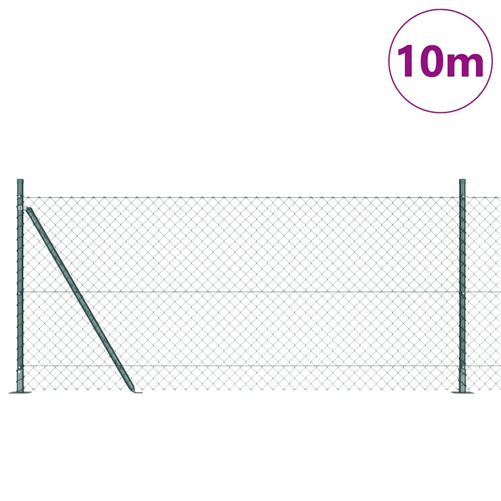 vidaXL Chainlink Fence with Concrete Base 10 x 0.8 m PVC-Coated Steel 2