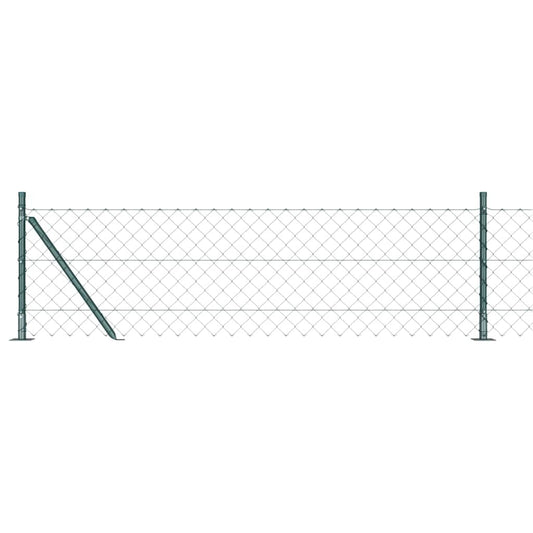Chainlink Fence with Concrete Base 10 x 1 m PVC-Coated Steel Mesh size 60 x 60 mm mesh Length 10 m Concrete base fix Green 0.6 m