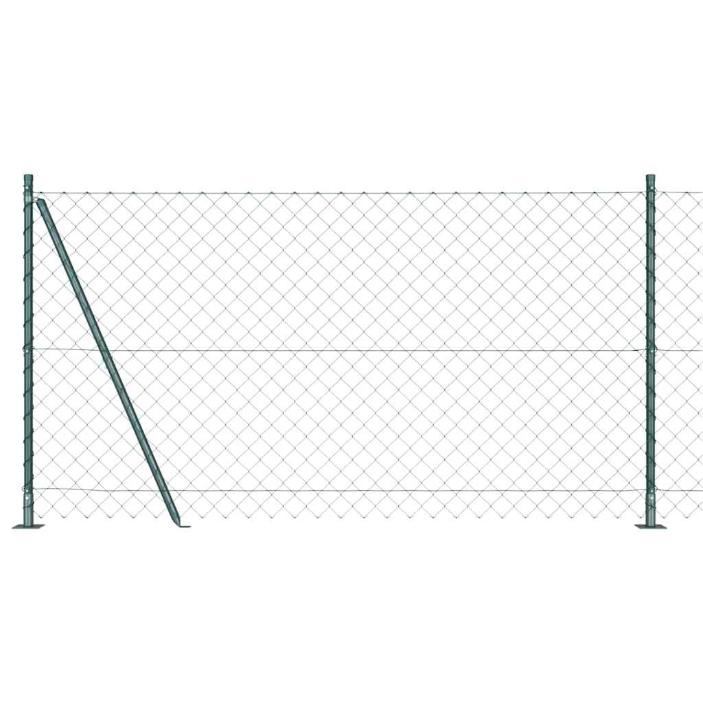 vidaXL Chainlink Fence with Concrete Base 10 x 1 m PVC-Coated Steel mesh Size 60 x 60 mm mesh Concrete Base Fix Green