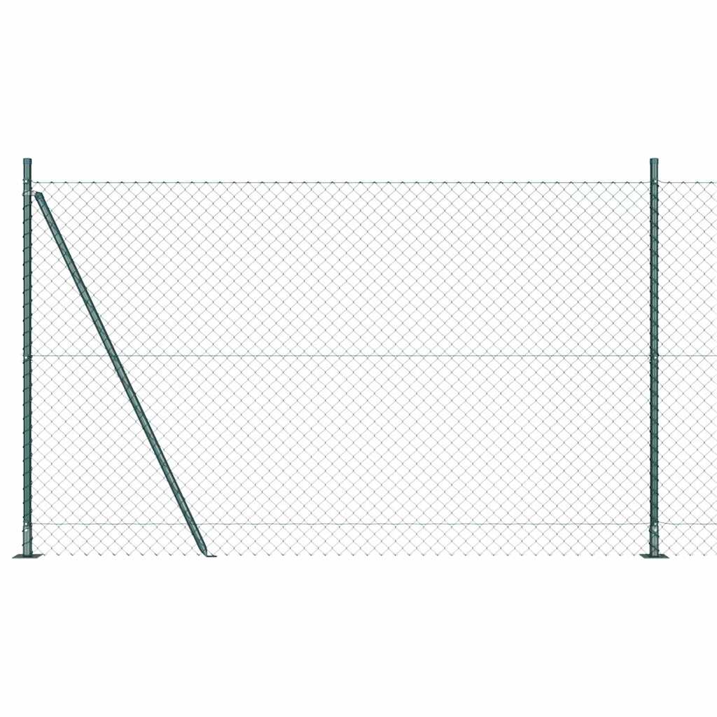 vidaXL Chainlink Fence with Concrete Base 10 x 1 m PVC-Coated Steel mesh Size 60 x 60 mm mesh Concrete Base Fix Green