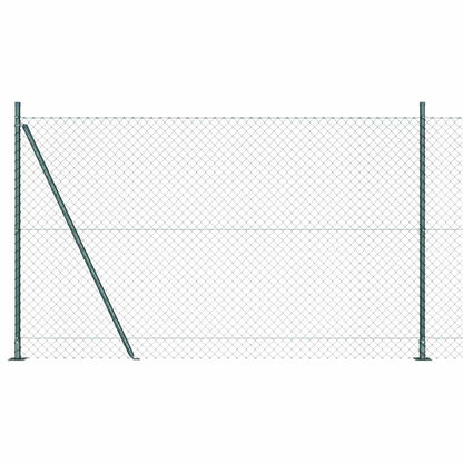 vidaXL Chainlink Fence with Concrete Base 10 x 1 m PVC-Coated Steel mesh Size 60 x 60 mm mesh Concrete Base Fix Green