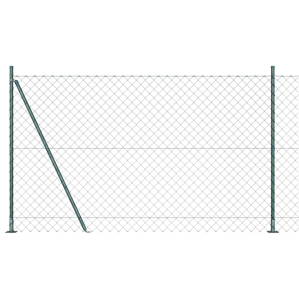 vidaXL Chainlink Fence with Concrete Base 10 x 1 m PVC-Coated Steel mesh Size 60 x 60 mm mesh Concrete Base Fix Green
