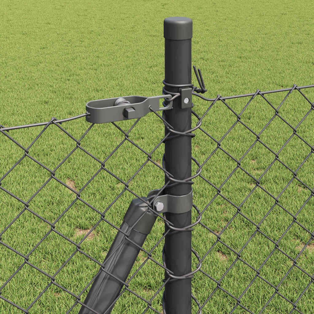 vidaXL Chainlink Fence with Concrete Base 10 x 0.8 m PVC-Coated Steel 5