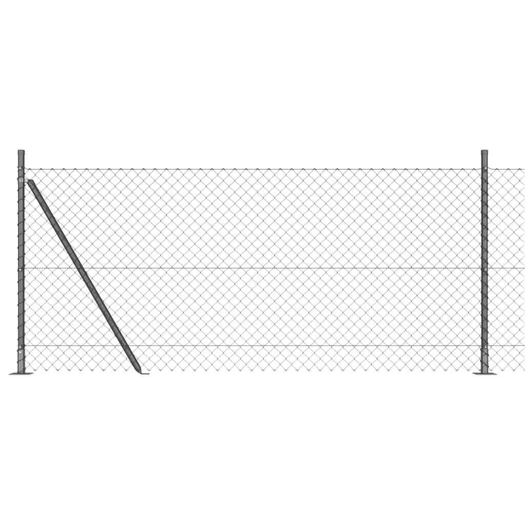 vidaXL Chainlink Fence with Concrete Base 10 x 0.8 m PVC-Coated Steel 2