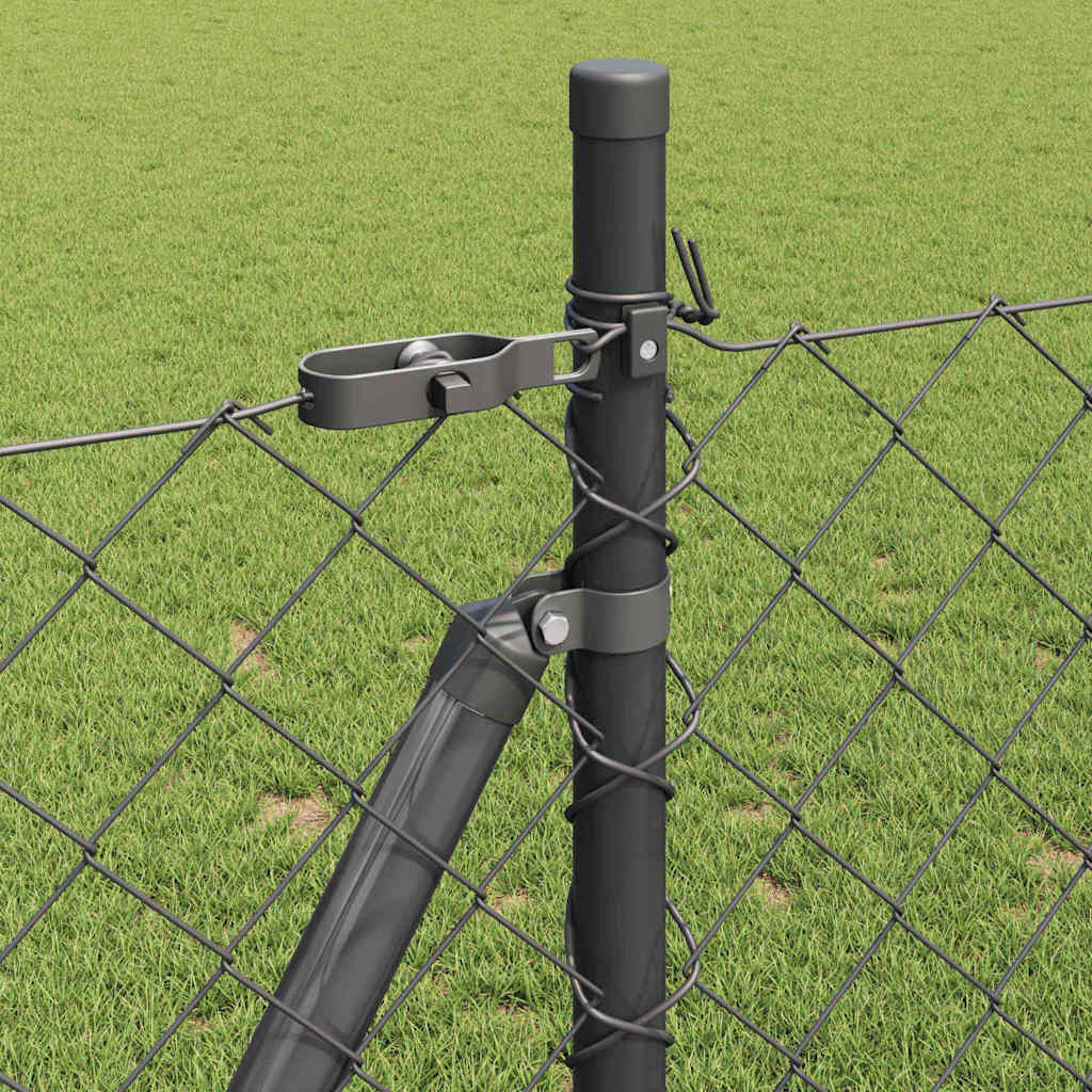 vidaXL Chainlink Fence with Concrete Base 10 x 0.8 m PVC-Coated Steel 5