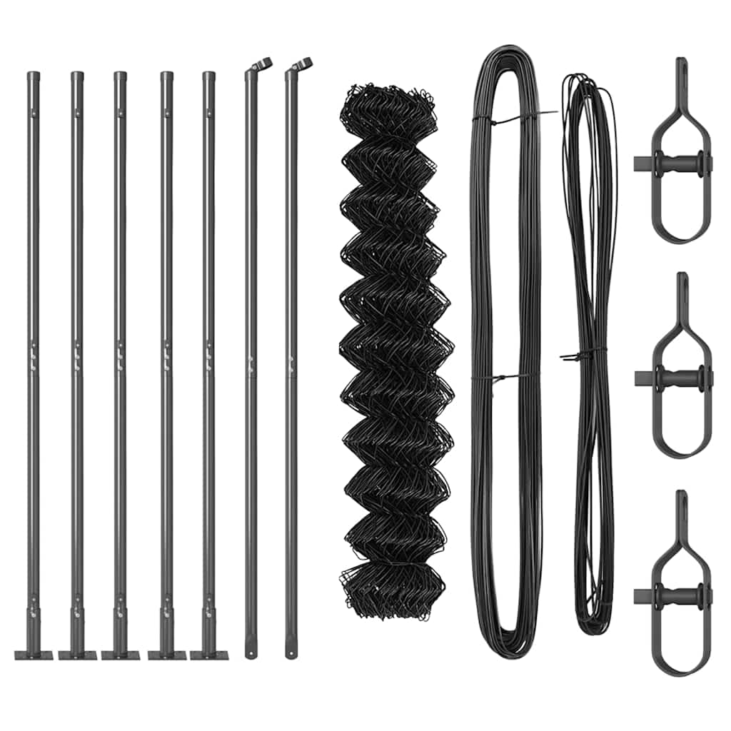 vidaXL Chainlink Fence with Concrete Base 10 x 1 m PVC-Coated Steel 6
