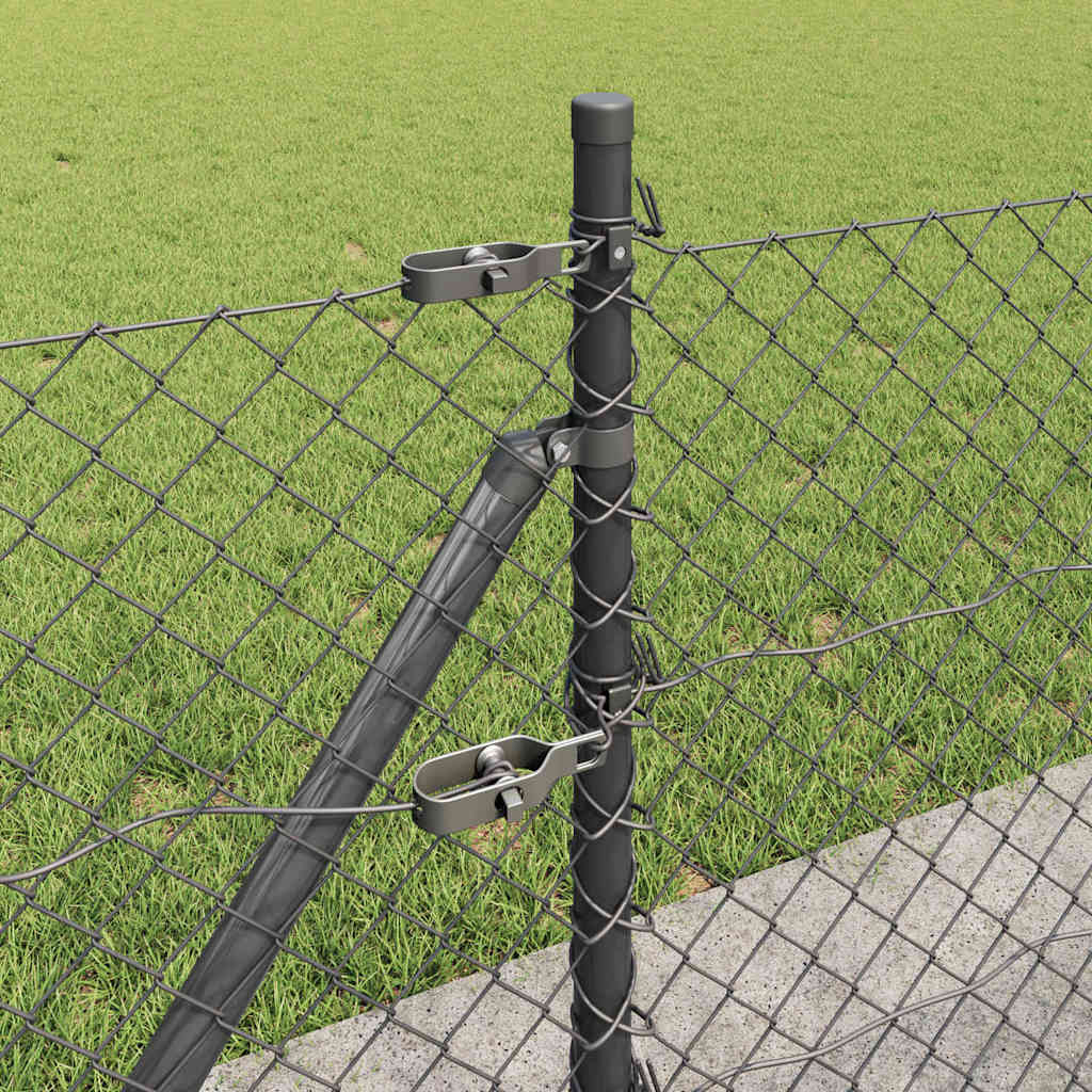 vidaXL Chainlink Fence with Concrete Base 25 x 0.4 m PVC-Coated Steel 5