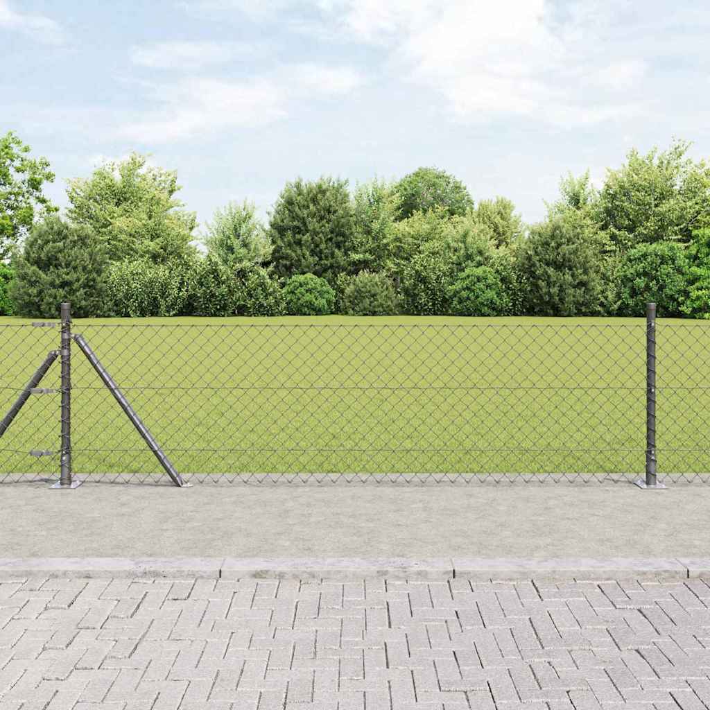 vidaXL Chainlink Fence with Concrete Base 25 x 0.4 m PVC-Coated Steel 1