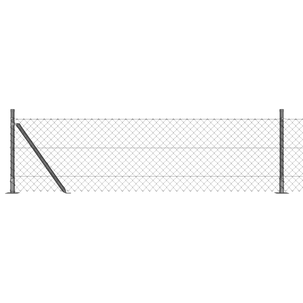 vidaXL Chainlink Fence with Concrete Base 25 x 0.4 m PVC-Coated Steel 2