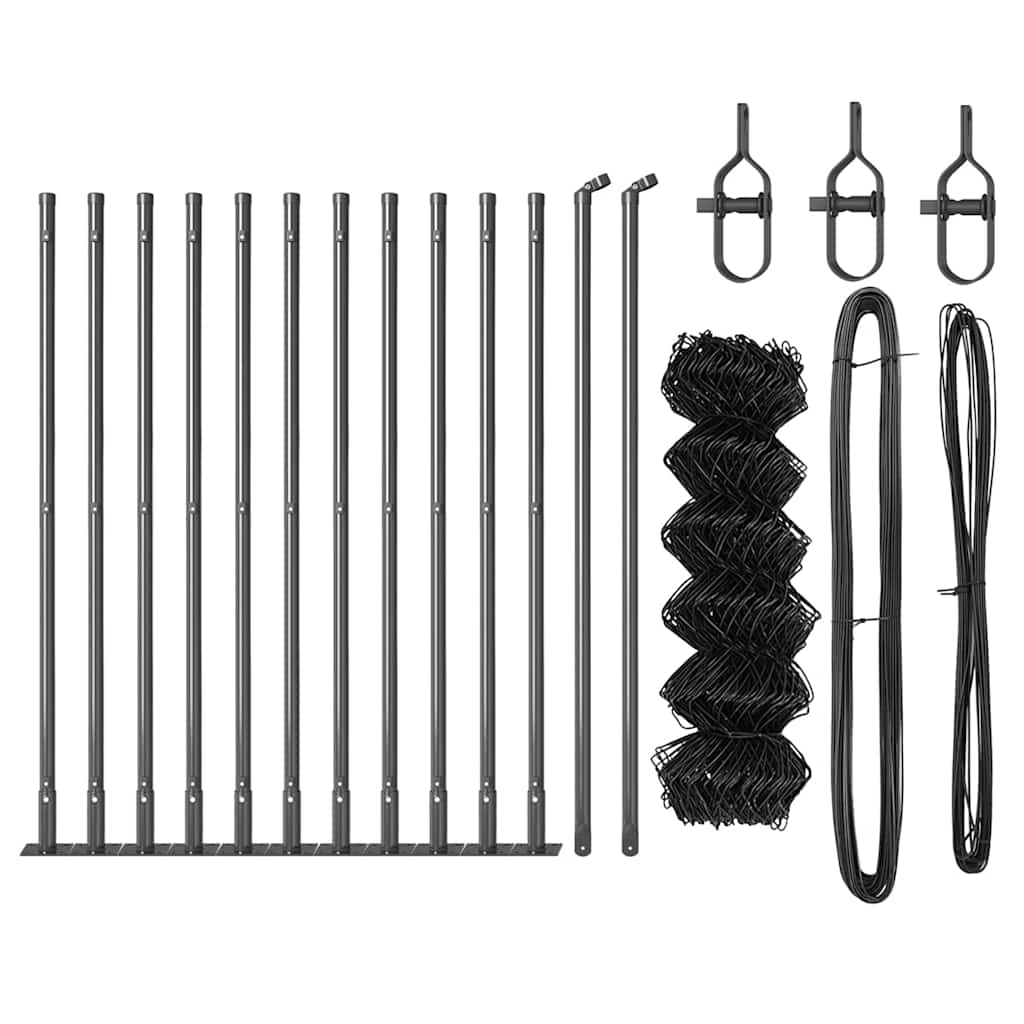 vidaXL Chainlink Fence with Concrete Base 25 x 0.4 m PVC-Coated Steel 6