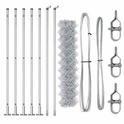 vidaXL Chainlink Fence with Concrete Base 10 x 0.8 m Galvanised Steel 6