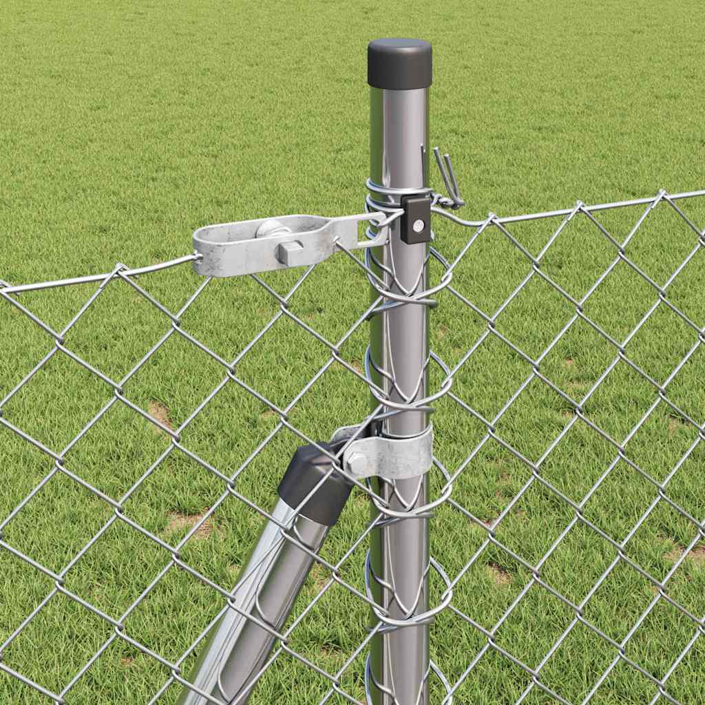 vidaXL Chainlink Fence with Concrete Base 10 x 1 m Galvanised Steel 5