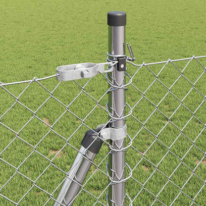 vidaXL Chainlink Fence with Concrete Base 10 x 1 m Galvanised Steel 5