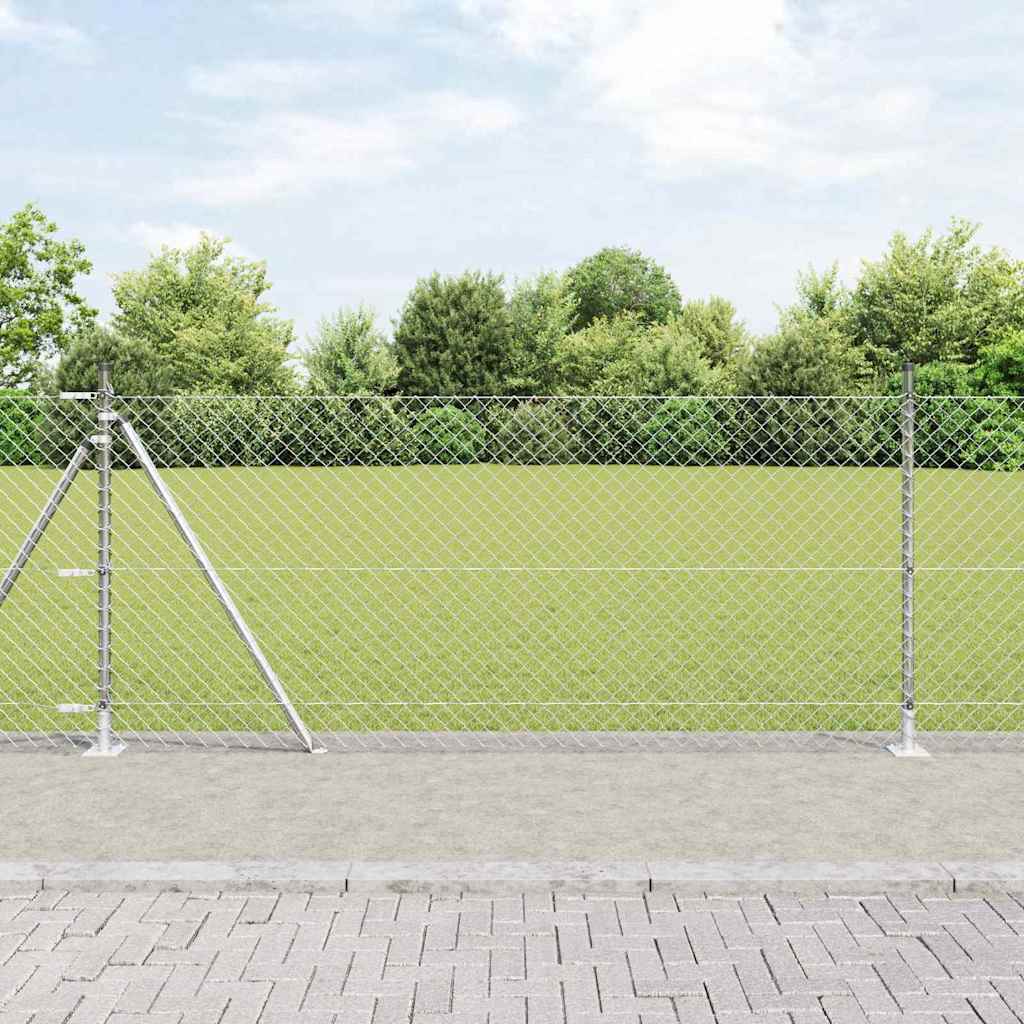 vidaXL Chainlink Fence with Concrete Base 10 x 1 m Galvanised Steel 1
