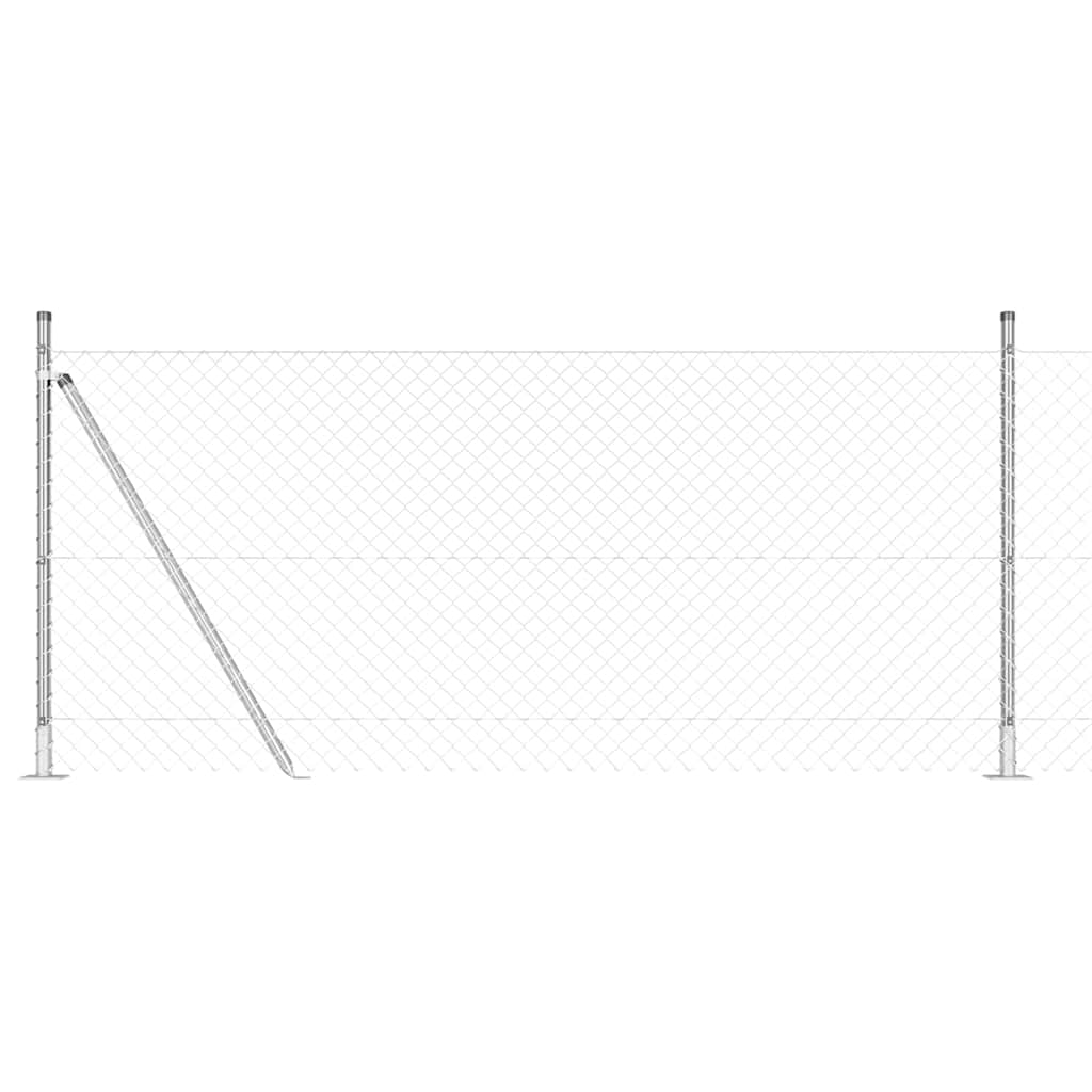 vidaXL Chainlink Fence with Concrete Base 10 x 1 m Galvanised Steel 2