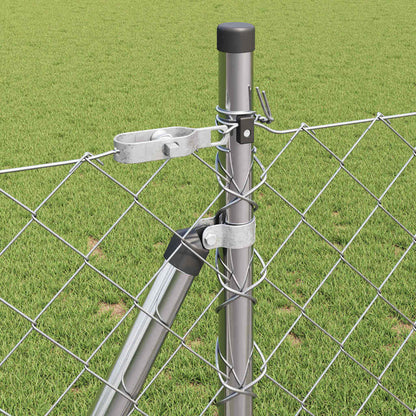 vidaXL Chainlink Fence with Concrete Base 10 x 1 m Galvanised Steel 5