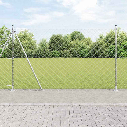 vidaXL Chainlink Fence with Concrete Base 10 x 1 m mesh Size 60 x 60 mm mesh Concrete Base Fix Galvanised Steel