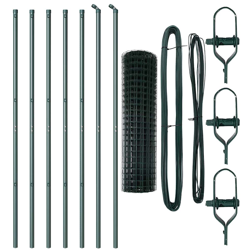 vidaXL Euro Fence Ground Fix 10 x 1 m PVC-Coated Steel Green Mesh 5