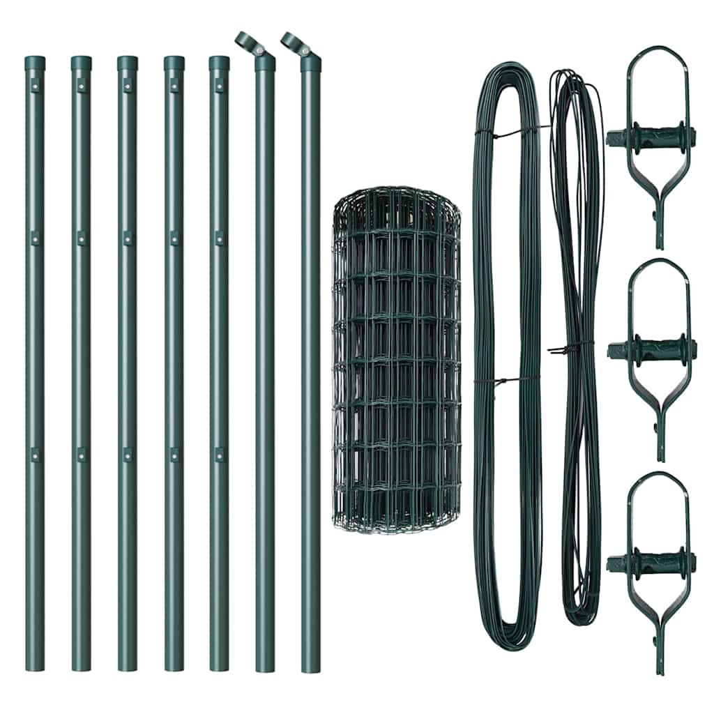 vidaXL Euro Fence Ground Fix 10 x 0.6 m PVC-Coated Steel Green Mesh 5