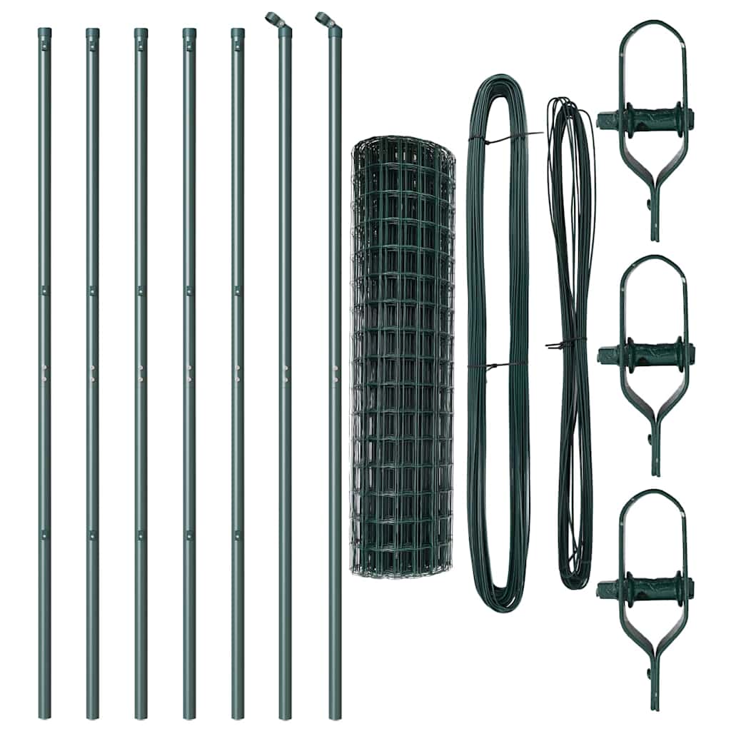 vidaXL Euro Fence Ground Fix 10 x 1 m PVC-Coated Steel Green Mesh 5