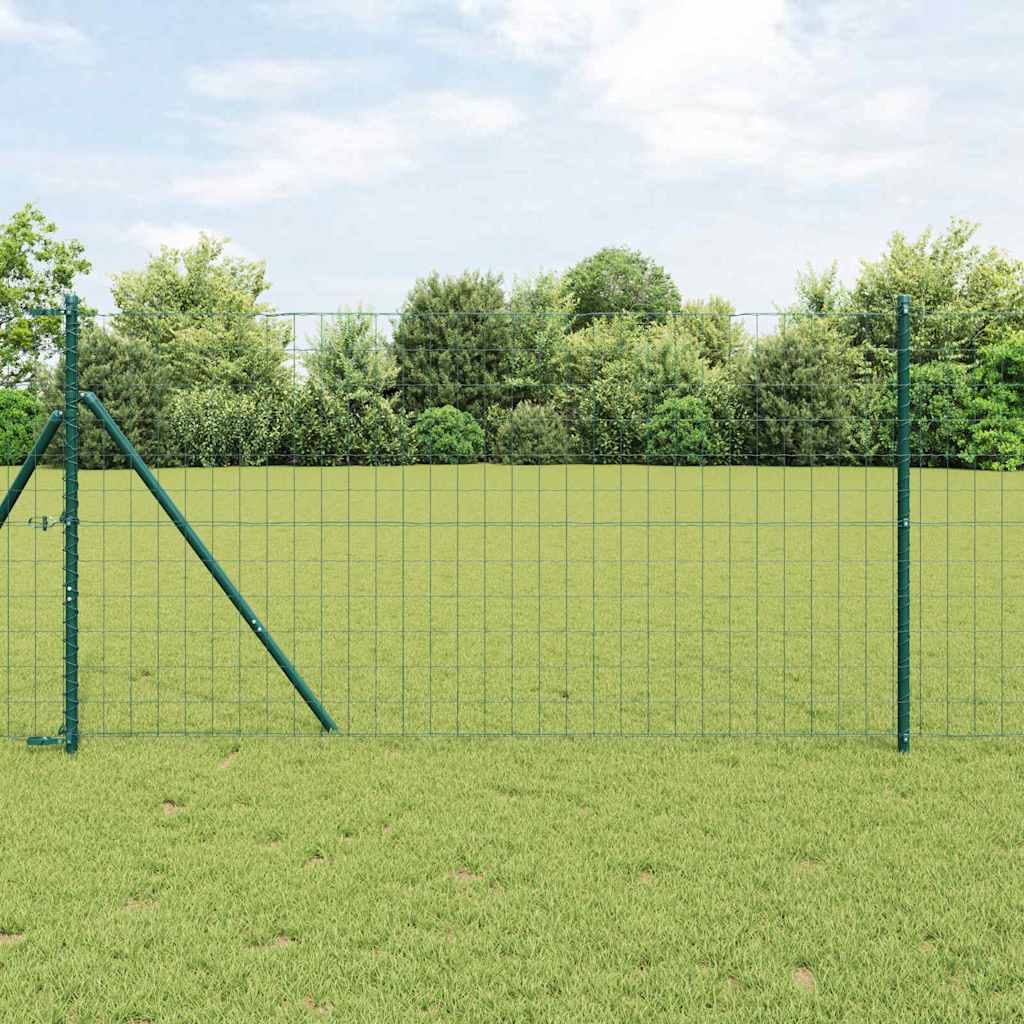 vidaXL Euro Fence Ground Fix 10 x 1 m PVC-Coated Steel Green Mesh 1