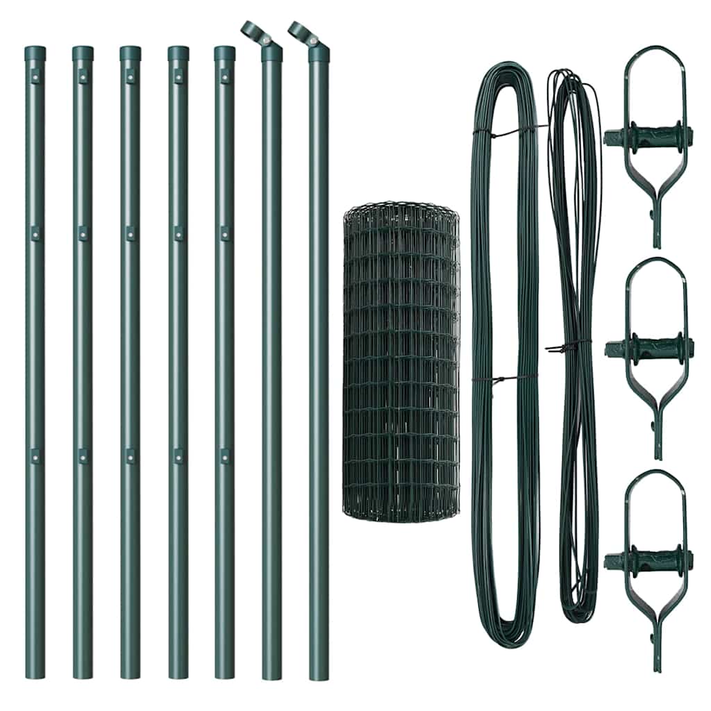 vidaXL Euro Fence Ground Fix 10 x 0.8 m PVC-Coated Steel Green Mesh 5