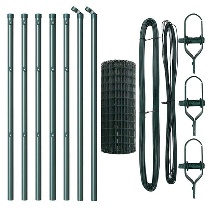 vidaXL Euro Fence Ground Fix 10 x 0.8 m PVC-Coated Steel Green Mesh 5
