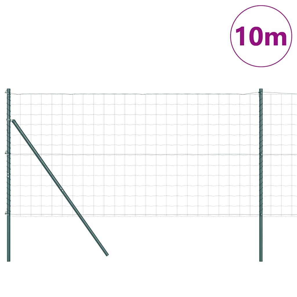 vidaXL Euro Fence Ground Fix 10 x 1 m PVC-Coated Steel Green Mesh 3