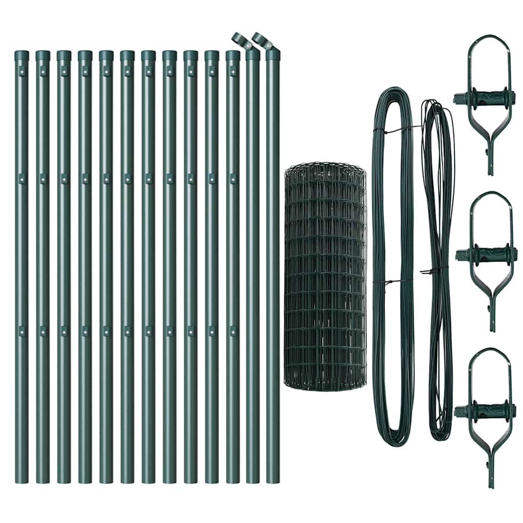 vidaXL Euro Fence Ground Fix 25 x 0.6 m PVC-Coated Steel Green Mesh 5